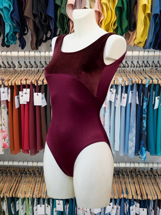Burgundy Velvet Dance Sleeveless Leotard for Women by Atelier della Danza MP