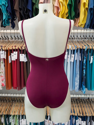 Burgundy Lace Dance Spaghetti Straps Leotard for Women by Atelier della Danza MP