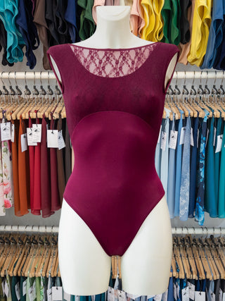 Burgundy Lace Dance Leotard for Women by Atelier della Danza MP