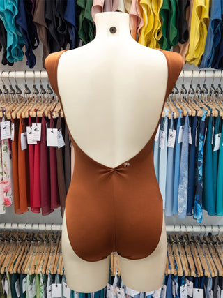 Chestnut Boatneck Velvet Dance Sleeveless Leotard MP255 for Women by Atelier della Danza MP