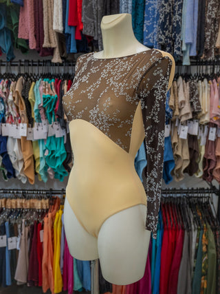 Cream Flock Long Sleeve Dance Leotard MP777 for Women by Atelier della Danza MP