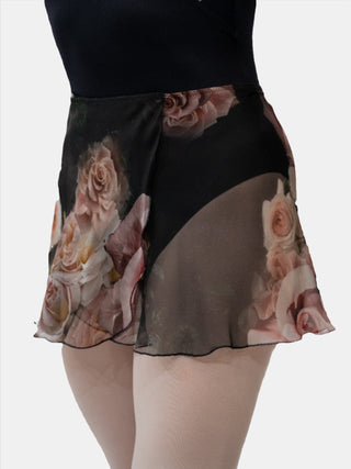 Floral Black Wrap Short Dance Skirt MP302 for Women by Atelier della Danza MP