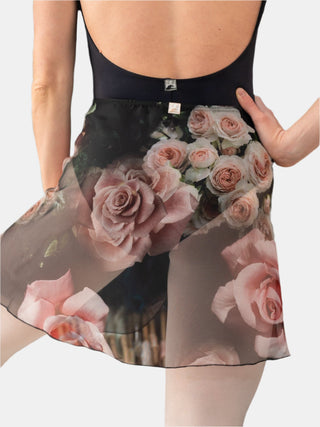 Floral Black Wrap Short Dance Skirt MP345 for Women by Atelier della Danza MP