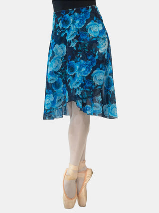 Floral Blue Wrap Long Dance Skirt MP310 for Women by Atelier della Danza MP