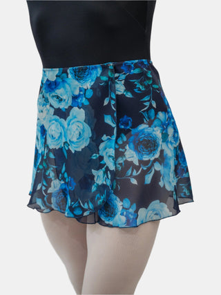 Floral Blue Wrap Short Dance Skirt MP302 for Women by Atelier della Danza MP