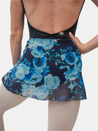 Floral Blue Wrap Short Dance Skirt MP302 for Women by Atelier della Danza MP