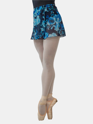 Floral Blue Wrap Short Dance Skirt MP302 for Women by Atelier della Danza MP