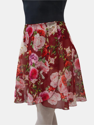 Floral Bordeaux Wrap Long Dance Skirt MP339 for Women by Atelier della Danza MP