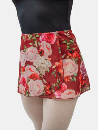 Floral Bordeaux Wrap Short Dance Skirt MP302 for Women by Atelier della Danza MP