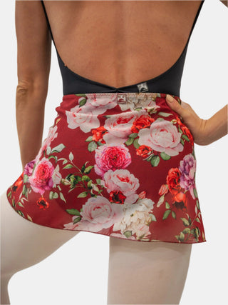 Floral Bordeaux Wrap Short Dance Skirt MP302 for Women by Atelier della Danza MP