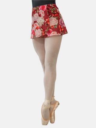Floral Bordeaux Wrap Short Dance Skirt MP302 for Women by Atelier della Danza MP