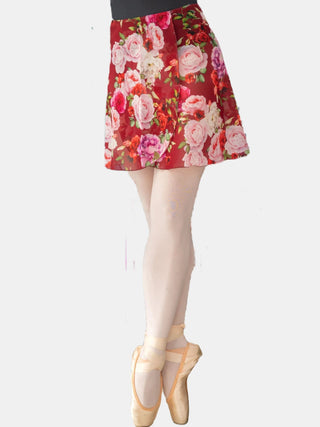 Floral Bordeaux Wrap Short Dance Skirt MP345 for Women by Atelier della Danza MP