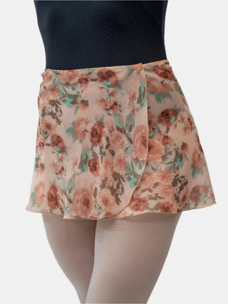 Floral Blue Wrap Short Dance Skirt MP302 for Women by Atelier della Danza MP