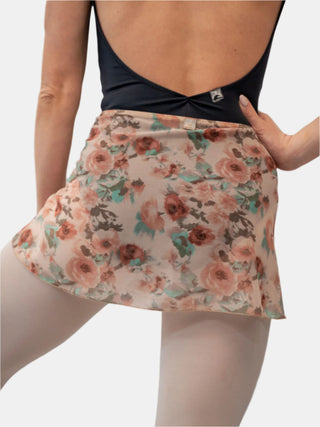 Floral Blue Wrap Short Dance Skirt MP302 for Women by Atelier della Danza MP