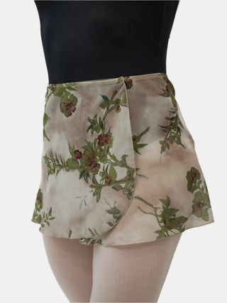 Floral Green Wrap Short Dance Skirt MP302 for Women by Atelier della Danza MP