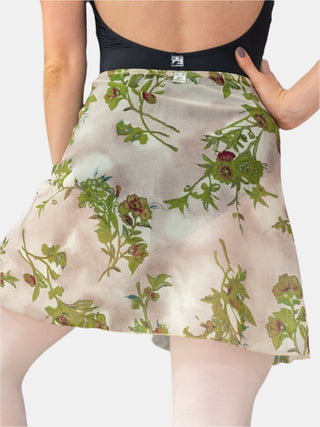 Floral Green Wrap Short Dance Skirt MP345 for Women by Atelier della Danza MP