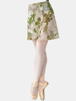 Floral Green Wrap Short Dance Skirt MP345 for Women by Atelier della Danza MP