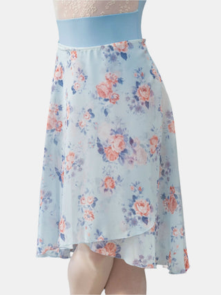 Floral Sky Blue Wrap Long Dance Skirt MP310 for Women by Atelier della Danza MP