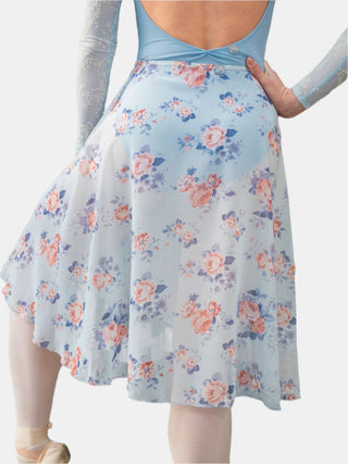 Floral Sky Blue Wrap Long Dance Skirt MP310 for Women by Atelier della Danza MP