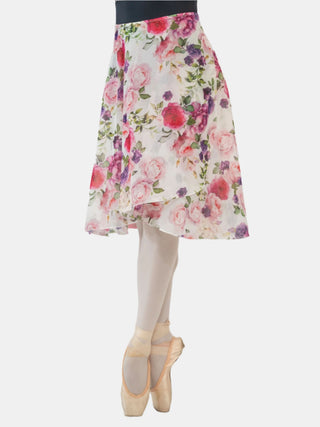 Floral White Wrap Long Dance Skirt MP310 for Women by Atelier della Danza MP