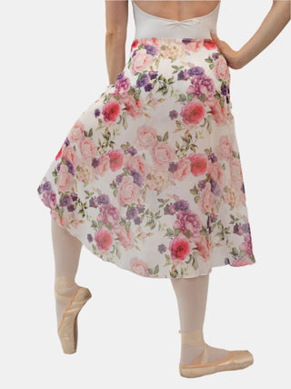 Floral White Wrap Long Dance Skirt MP355 for Women by Atelier della Danza MP
