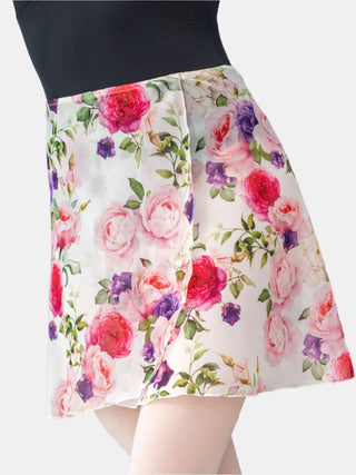 Floral White Wrap Short Dance Skirt MP345 for Women by Atelier della Danza MP