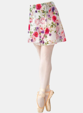 Floral White Wrap Short Dance Skirt MP345 for Women by Atelier della Danza MP