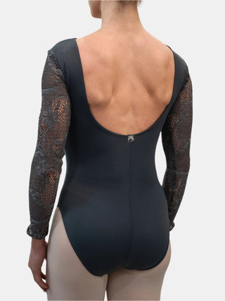 Gray Lace Dance Long Sleeve Leotard MP617 for Women by Atelier della Danza MP