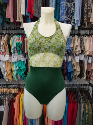 Green Mesh Dance Halter Leotard for Women by Atelier della Danza MP