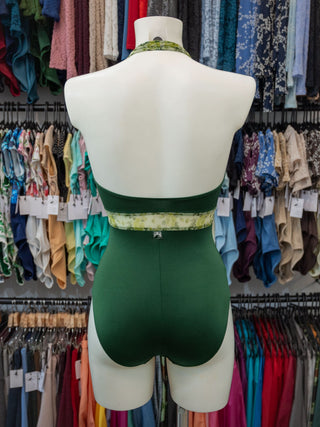 Green Mesh Dance Halter Leotard for Women by Atelier della Danza MP