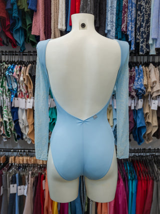 Light Blue Flock Long Sleeve Dance Leotard for Women MP783 by Atelier della Danza MP