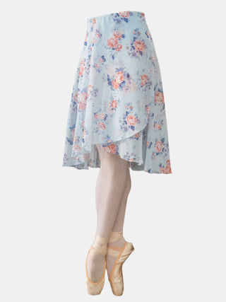 Light Blue Floral Wrap Long Dance Skirt MP310 for Women by Atelier della Danza MP