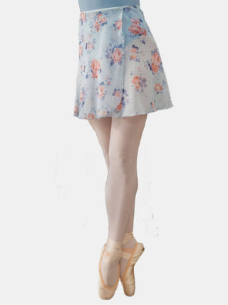 Light Blue Floral Wrap Short Dance Skirt MP345 for Women by Atelier della Danza MP