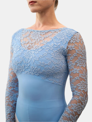 Light Blue Lace Dance Long Sleeve Leotard MP617 for Women by Atelier della Danza MP