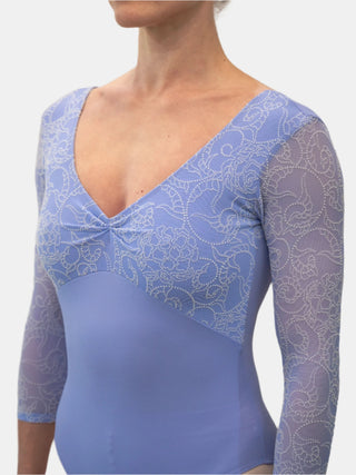 Lilac 3/4 Sleeve Dance Leotard for Women with Flock by Atelier della Danza MP