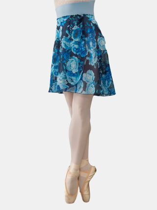 Navy Floral Wrap Long Dance Skirt MP339 for Women by Atelier della Danza MP
