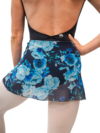 Navy Floral Wrap Short Dance Skirt MP302 for Women by Atelier della Danza MP