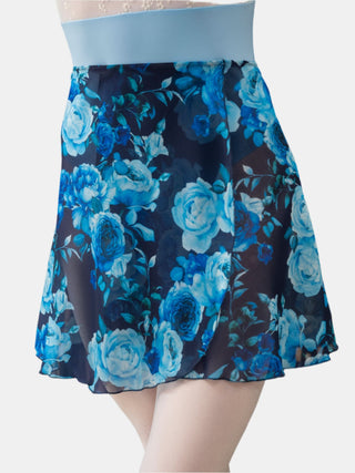 Navy Floral Wrap Short Dance Skirt MP345 for Women by Atelier della Danza MP