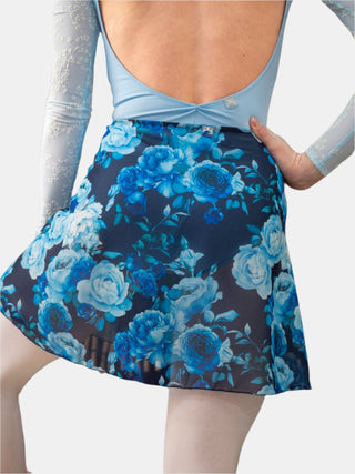 Navy Floral Wrap Short Dance Skirt MP345 for Women by Atelier della Danza MP