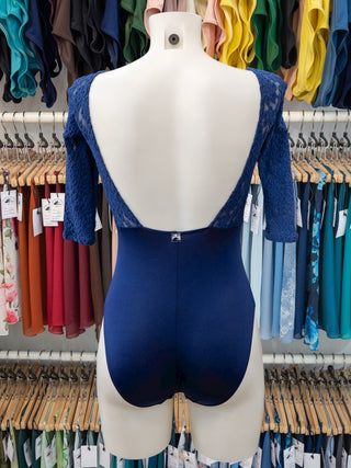 Navy Lace Dance 3/4 Sleeve Leotard MP682 for Women by Atelier della Danza MP
