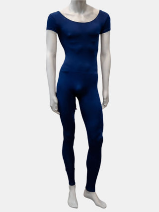 Navy Short Sleeve Dance Footless Unitard MP472 for Men by Atelier della Danza MP