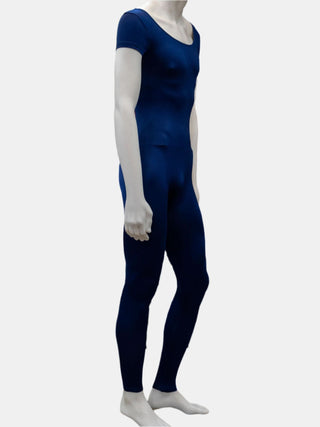 Navy Short Sleeve Dance Footless Unitard MP472 for Men by Atelier della Danza MP
