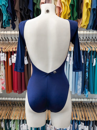 Navy Velvet 3/4 Sleeve Dance Leotard for Women by Atelier della Danza MP - Style 254