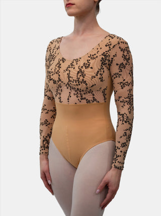 Nude Flock Long Sleeve Dance Leotard for Women by Atelier della Danza MP
