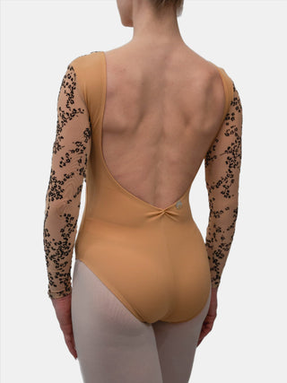 Nude Flock Long Sleeve Dance Leotard for Women by Atelier della Danza MP