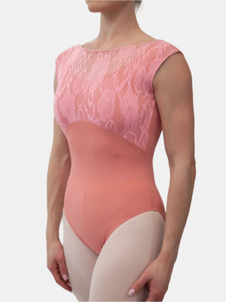 Old Rose Boat Neck Lace Dance Leotard for Women by Atelier della Danza MP