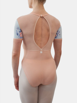 Pink Floral Short Sleeve Dance Leotard MP788 for Women by Atelier della Danza MP