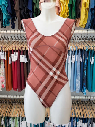 Pink Tartan Sleeveless Leotard MP193