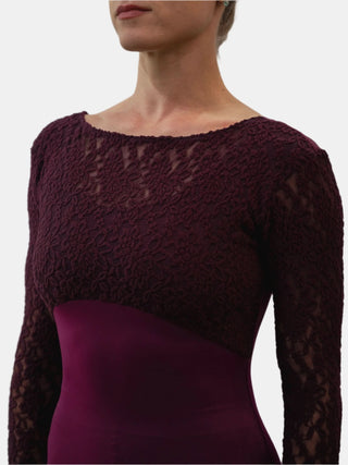 Red-purple Lace Dance Long Sleeve Leotard MP617 for Women by Atelier della Danza MP