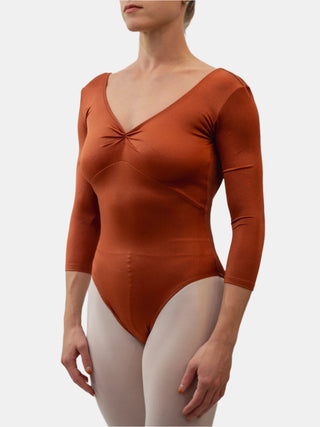 Rust Dance 3/4 Sleeve Leotard for Women by Atelier della Danza MP